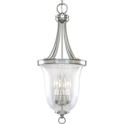 Seeded Glass Three Light Foyer Pendant in Brushed Nickel (54|P3753-09)