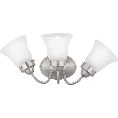 Fluted Glass-Etched Three Light Bath Bracket in Brushed Nickel (54|P3289-09ET)