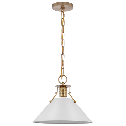Outpost One Light Pendant in Matte White / Burnished Brass (72|60-7524)