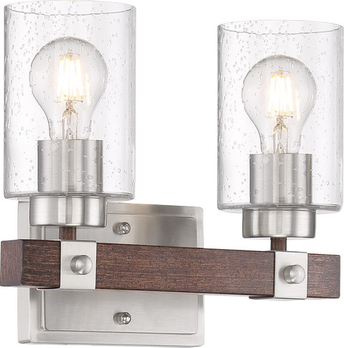 Arabel Two Light Vanity in Brushed Nickel / Nutmeg Wood (72|60-6962)