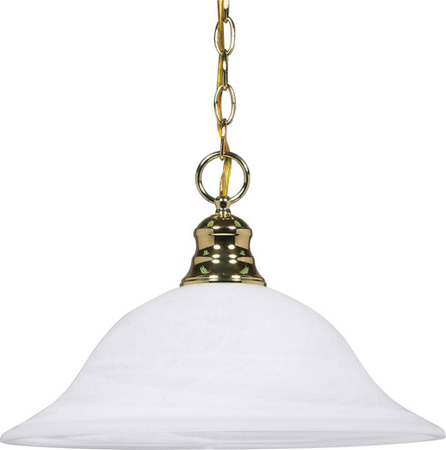 Alabaster Glass Hanging Dome One Light Pendant in Polished Brass (72|60-392)