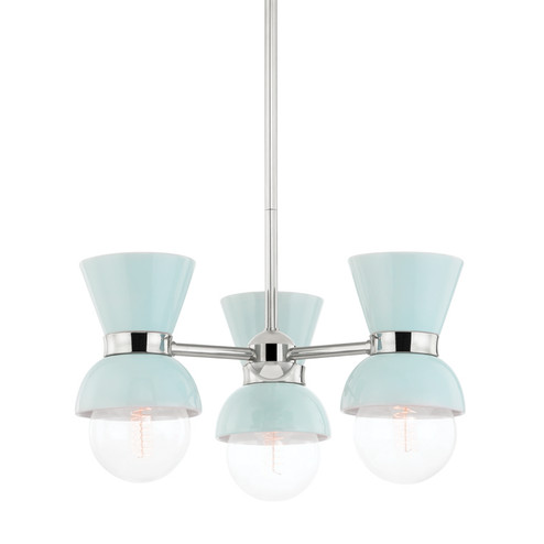 Gillian Three Light Semi Flush Mount in Polished Nickel/Ceramic Gloss Robins Egg Blue (428|H469603-PN/CRB)