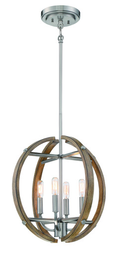 Country Estates Four Light Pendant in Sun Faded Wood W/Brushed Nicke (7|4012-280)