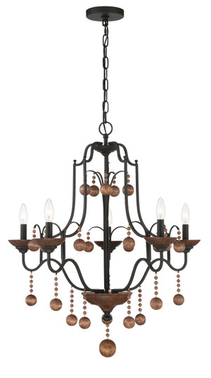 Colonial Charm Five Light Chandelier in Old World Bronze W/Walnut Acce (7|2665-723)