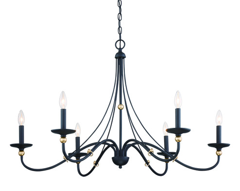 Westchester County Six Light Chandelier in Sand Coal With Skyline Gold Le (7|1046-677)