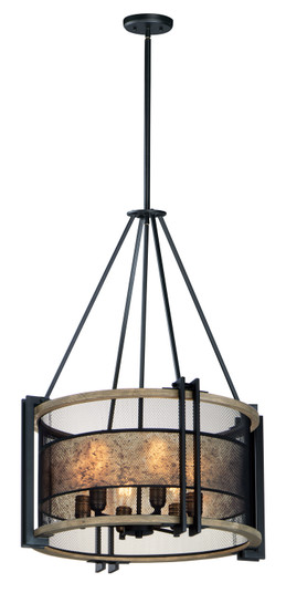 Boundry Six Light Chandelier in Black / Barn Wood / Antique Brass (16|27565BKBWAB)