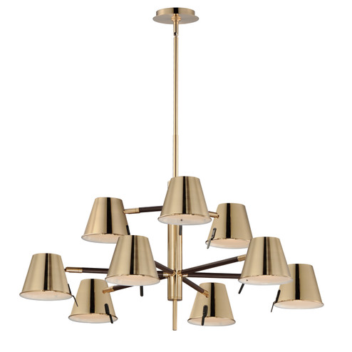 Carlo LED Chandelier in Dark Bronze, Leather, Heritage Brass (16|25179DBZHR)