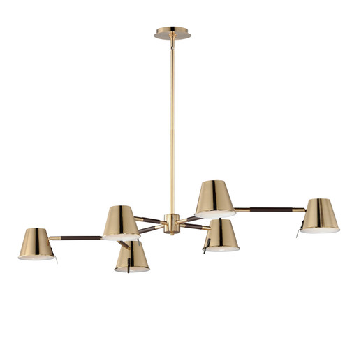 Carlo LED Chandelier in Dark Bronze, Leather, Heritage Brass (16|25176DBZHR)