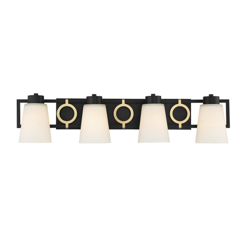 Russo Four Light Bathroom Vanity in Matte Black with Warm Brass (159|V6-L8-4450-4-143)