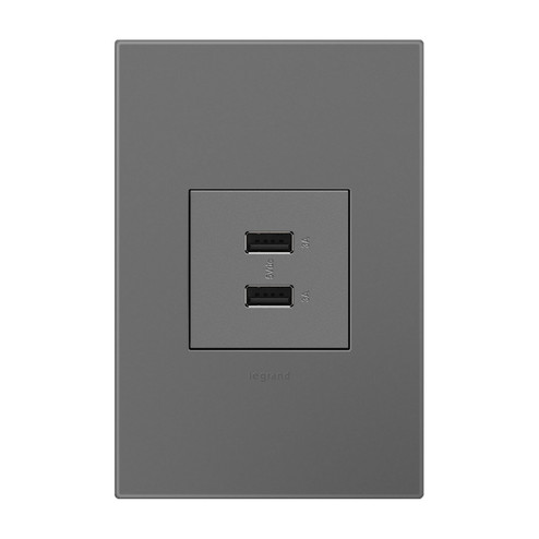 Adorne USB Type-A/A Outlet Module in Magnesium (246|ARUSB2AA6M4)