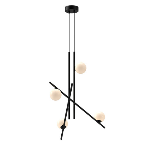 Amara LED Chandelier in Black/Glossy Opal Glass (347|CH89832-BK/GO)