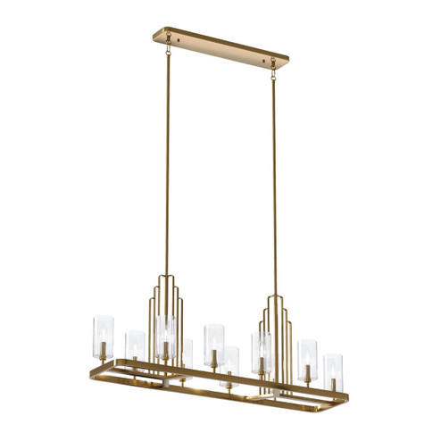 Kimrose Ten Light Linear Chandelier in Brushed Natural Brass (12|52413BNB)