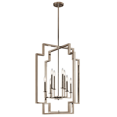 Downtown Deco Eight Light Foyer Chandelier in Polished Nickel (12|43966PN)