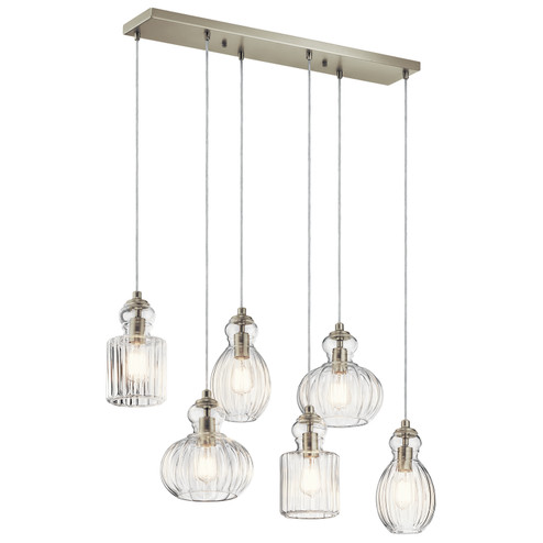 Riviera Six Light Linear Chandelier in Brushed Nickel (12|43950NI)