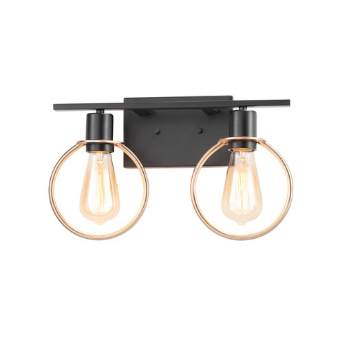 Volta Two Light Bath Bar in Matte Black w/ Brass Ring (102|NSH-8902-MBBR)