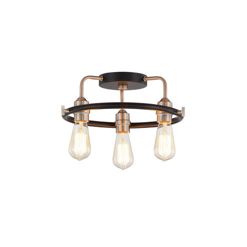 Volta Three Light Flush-Mount in Matte Black w/ Brass (102|NSH-4310-MBBR)