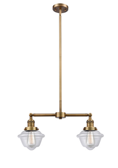 Franklin Restoration Two Light Island Pendant in Brushed Brass (405|209-BB-G532)