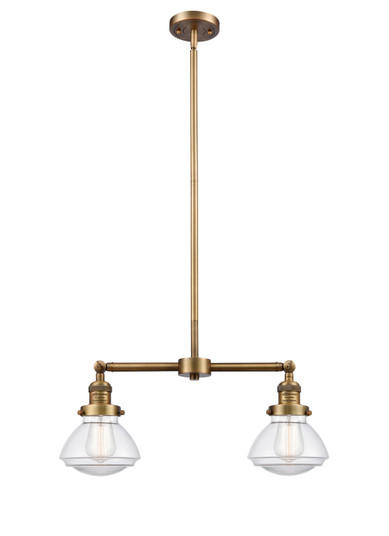 Franklin Restoration Two Light Island Pendant in Brushed Brass (405|209-BB-G322)