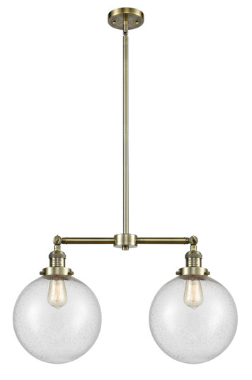 Franklin Restoration Two Light Island Pendant in Antique Brass (405|209-AB-G204-10)