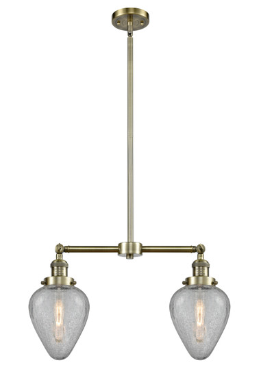 Franklin Restoration Two Light Island Pendant in Antique Brass (405|209-AB-G165)