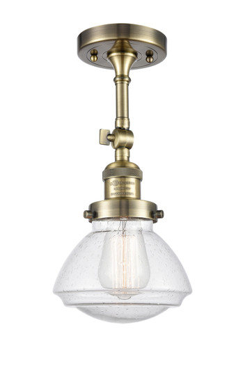 Franklin Restoration One Light Semi-Flush Mount in Antique Brass (405|201F-AB-G324)