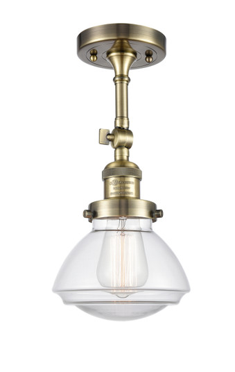 Franklin Restoration One Light Semi-Flush Mount in Antique Brass (405|201F-AB-G322)