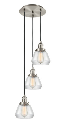 Franklin Restoration Three Light Pendant in Brushed Satin Nickel (405|113F-3P-SN-G172)