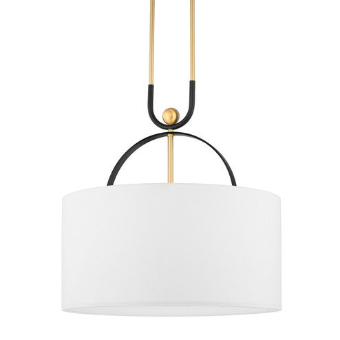 Campbell Hall Three Light Pendant in Aged Brass/Black Brass Combo (70|2036-AGB/BBR)
