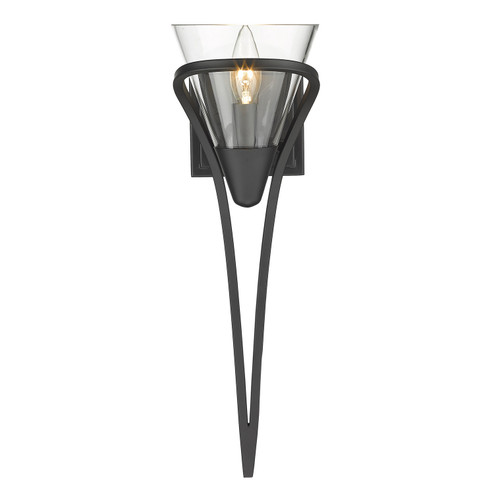 Olympia One Light Wall Sconce in Matte Black (62|1648-1W BLK-CLR)