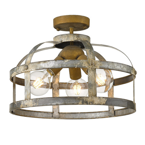 Bavaria Three Light Semi-Flush Mount in Colonial Steel (62|0869-SF CS)