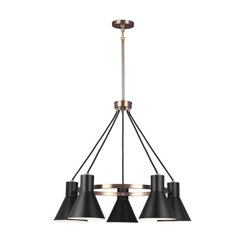 Towner Five Light Chandelier in Satin Brass (1|3141305-848)