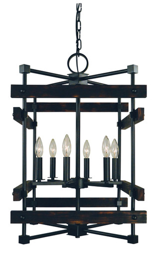 Rustic Chic Six Light Chandelier in Matte Black (8|5276 MBLACK)