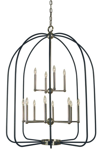 Boulevard 12 Light Chandelier in Antique Brass with Matte Black Accents (8|4932 AB/MBLACK)