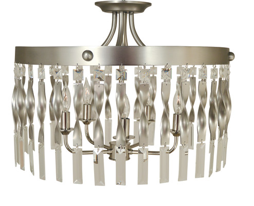 Adele Five Light Flush / Semi-Flush Mount in Satin Pewter with Polished Nickel (8|4713 SP/PN)