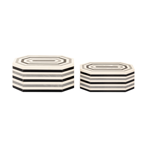 Octagonal Stripe Box in White (45|H0807-9768/S2)