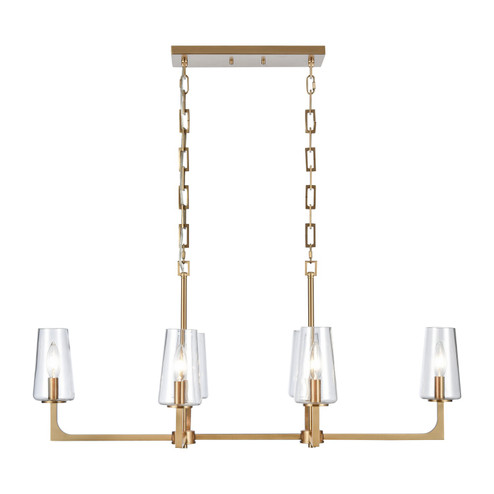 Fitzroy Six Light Linear Chandelier in Lacquered Brass (45|89977/6)