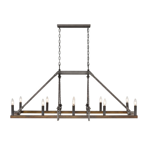 Harwell Ten Light Linear Chandelier in Antique Millwood (45|82289/10)