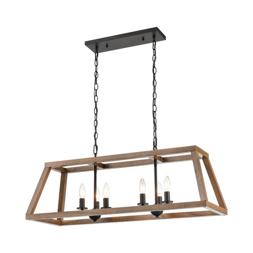 Barrow Six Light Linear Chandelier in Matte Black (45|81417/6)