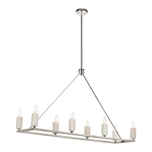 White Stone Eight Light Linear Chandelier in Polished Nickel (45|69348/8)