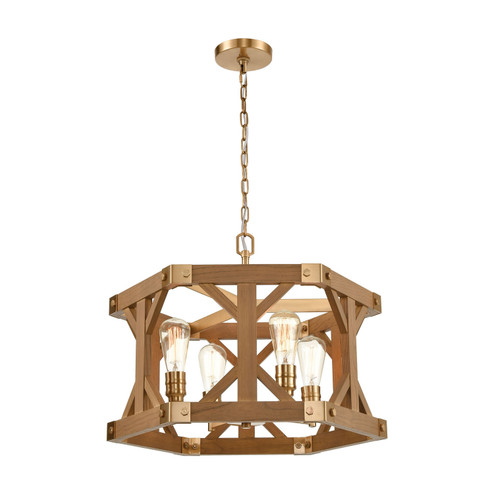 Structure Four Light Chandelier in Medium Oak (45|33323/4)