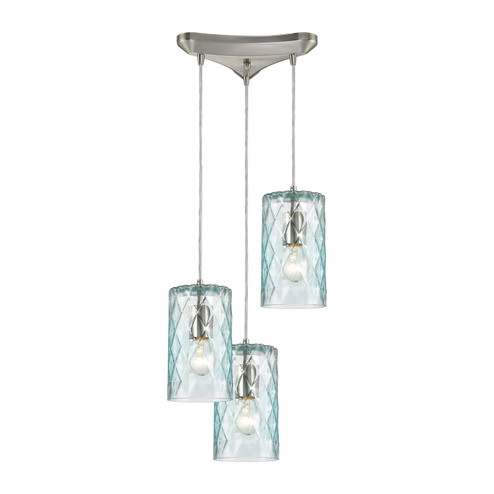 Diamond Pleat Three Light Pendant in Satin Nickel (45|21194/3)