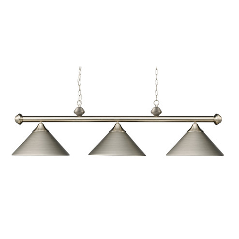 Casual Traditions Three Light Linear Chandelier in Satin Nickel (45|168-SN)