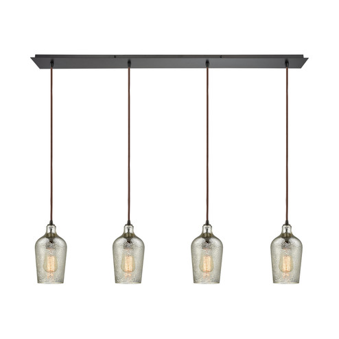 Hammered Glass Four Light Pendant in Oil Rubbed Bronze (45|10830/4LP)
