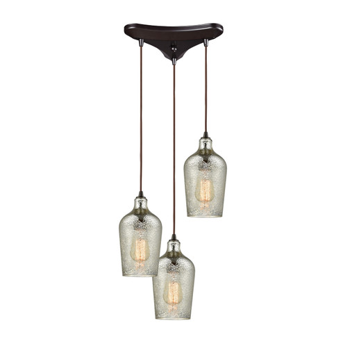 Hammered Glass Three Light Pendant in Oil Rubbed Bronze (45|10830/3)