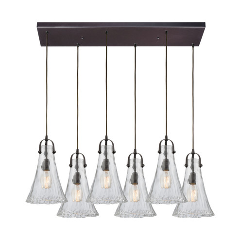 Hand Formed Glass Six Light Pendant in Oil Rubbed Bronze (45|10555/6RC)