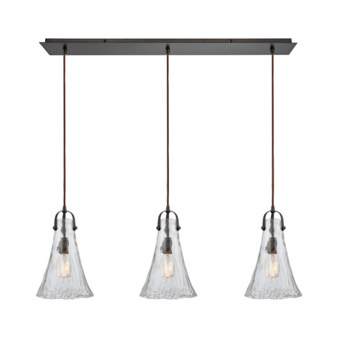 Hand Formed Glass Three Light Pendant in Oil Rubbed Bronze (45|10555/3LP)