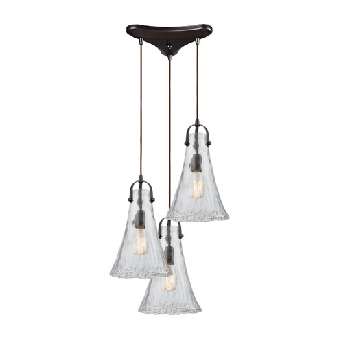Hand Formed Glass Three Light Pendant in Oil Rubbed Bronze (45|10555/3)