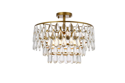 Mila Five Light Flush Mount in Brass (173|1103F18BR)