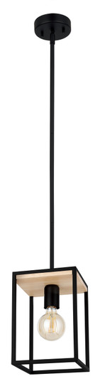 Libertad Three Light Linear Pendant in Structured Black & Natural Wood (217|99855A)