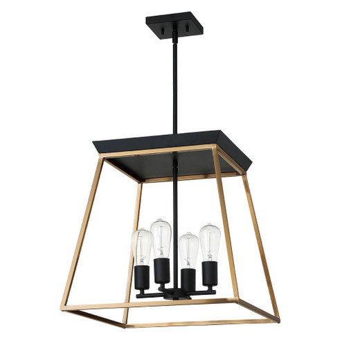 Paulino Four Light Pendant in Brushed Gold and Matte Black (217|204595A)